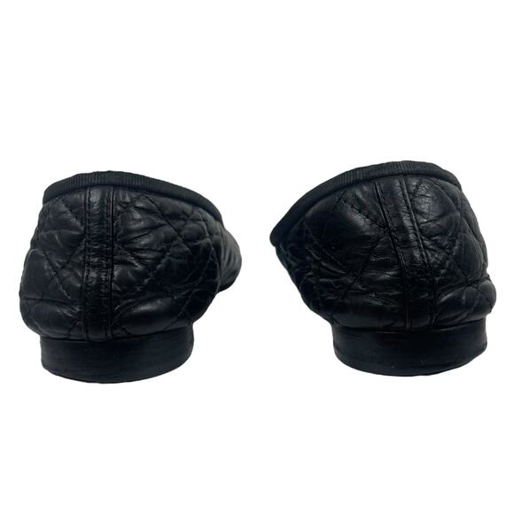 Chanel Cap Toe CC Logo Bow Quilted Leather Ballet Flats Black Size 40 - Picture 7 of 12